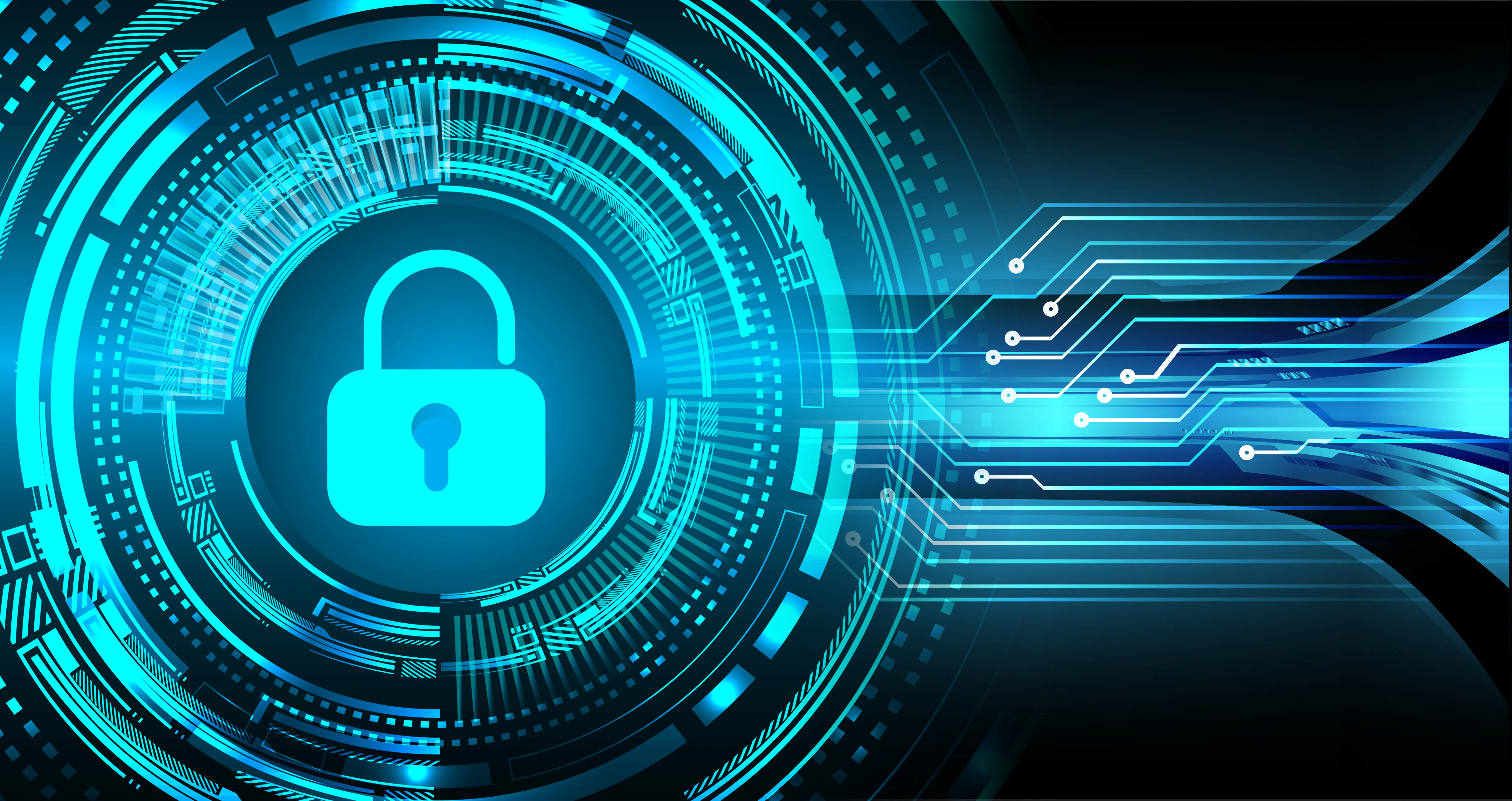Closed Padlock on digital background, cyber security